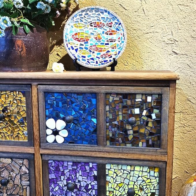 500g/1.1lb Random Color Irregular Ceramics Mosaic Tiles,DIY Making Creative Ceramic Mosaic Tiles for DIY Craft Plates Flowerpots Vases Cups Mosaic Making Supplies (7 Shape Rainbow Mix Color)