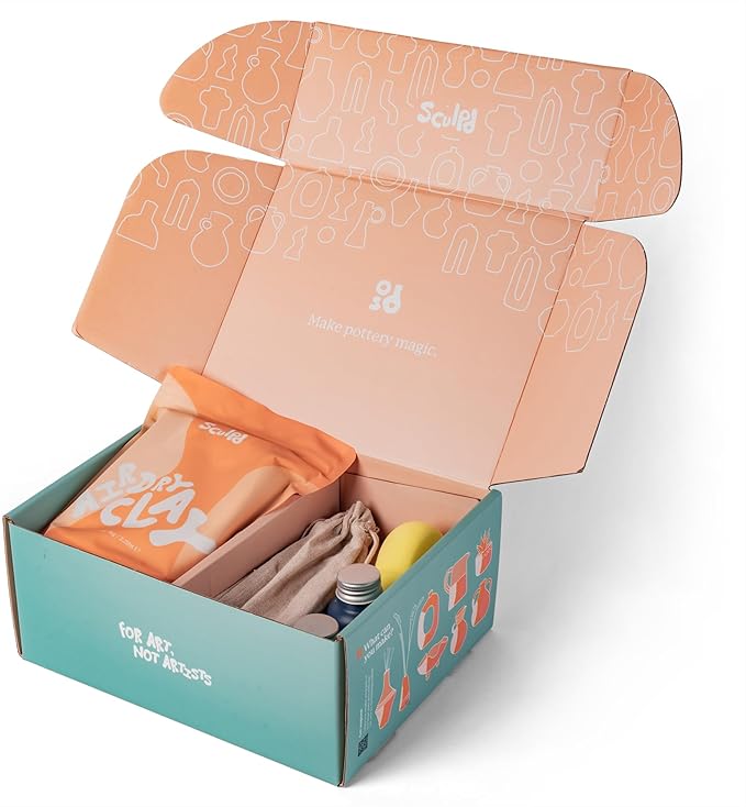 Sculpd - The Original Pottery Kit - Complete Air Dry Clay Kit for Adults Includes Sculpting Tools, Varnish, Paint Brushes, Guides, Arts & Crafts Sets, Gloss Varnish