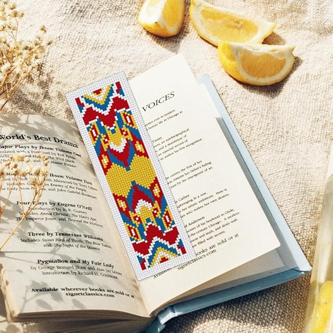 ORIGACH 6 Set Mandala Pattern Cross Stitch Bookmark Kit for Beginner with Backing Felt Floss Instructions DIY Stamped Embroidery Bookmark Kit for Adults, Book Lovers