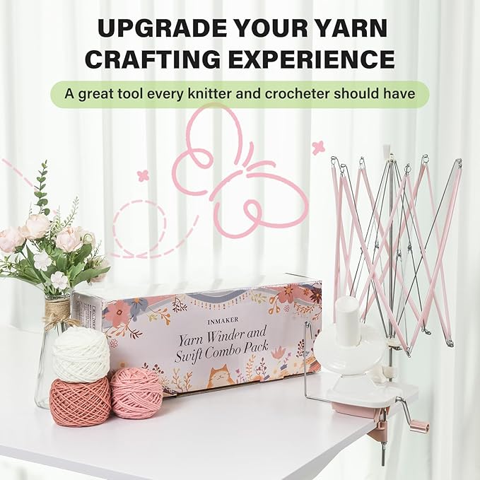 INMAKER Yarn Winder and Swift, Ball Winder and Swift Combo for Crocheting & Knitting, Quick Install Yarn Spinner, Essential Tool for Crafting Enthusiasts