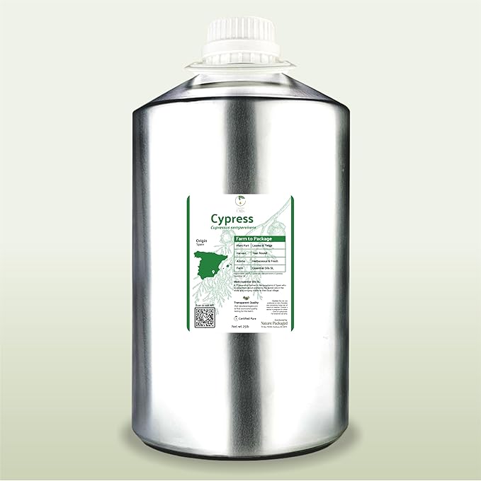 Nature Packaged Cypress Essential Oil - Direct from Essential Oils SL in Mediterranean Spain - Aceite de Ciprés for Diffuser, 100% Pure Therapeutic Grade - Aromatheraphy, Skincare (22lbs)