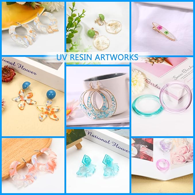 KISREL UV Resin 500g - Upgraded UV Resin Kit, Hard Type Crystal Clear Ultraviolet Curing UV Epoxy Resin for Craft Jewelry Makin