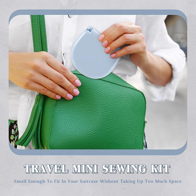 Yuxung 10 Pcs Mini Travel Sewing Kit Portable Emergency Repair Kit Mini Sewing Box with Threads Scissors Needles DIY Supplies for Beginner Traveler Hotel Charity(Light Blue)
