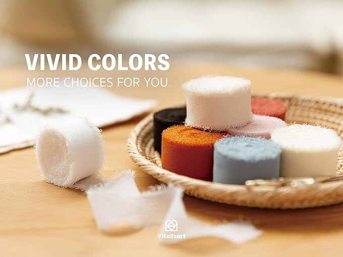 Vitalizart Light Nude Chiffon Silk Ribbon 1" x 21 Yd Fringe Fabric Package (3 Rolls * 7 Yd) for Wedding Invitations Bridal Bouquets Decorations Gifts Wrapping & Bow Making