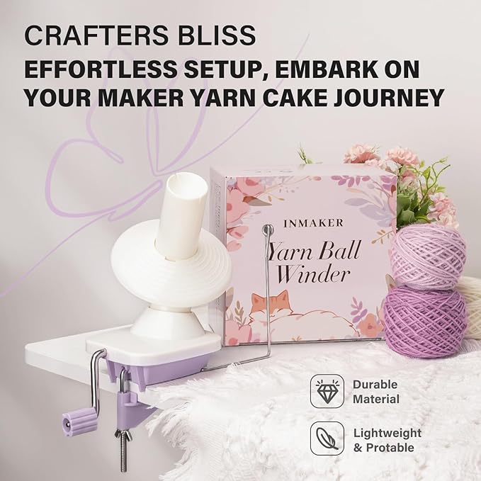 INMAKER Yarn Winder, Ball Winder for Crocheting & Knitting, Quick Install Portable Yarn Spinner, Essential Tool for Crafting Enthusiasts