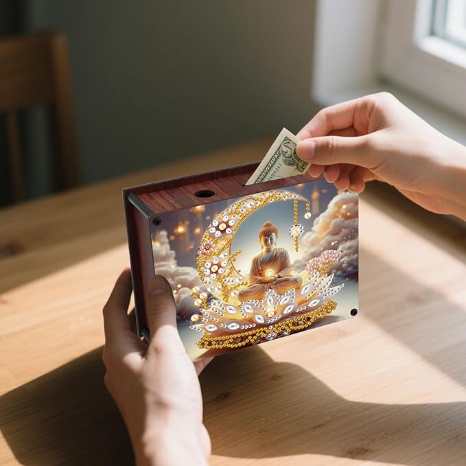 DIY Diamond Painting Money Box Kit, Religious Adult 5D Diamond Art Money Box, Creative Coin Diamond Art Storage Jar, Suitable for Birthdays, Christmas, Home Decor Handicraft Gifts