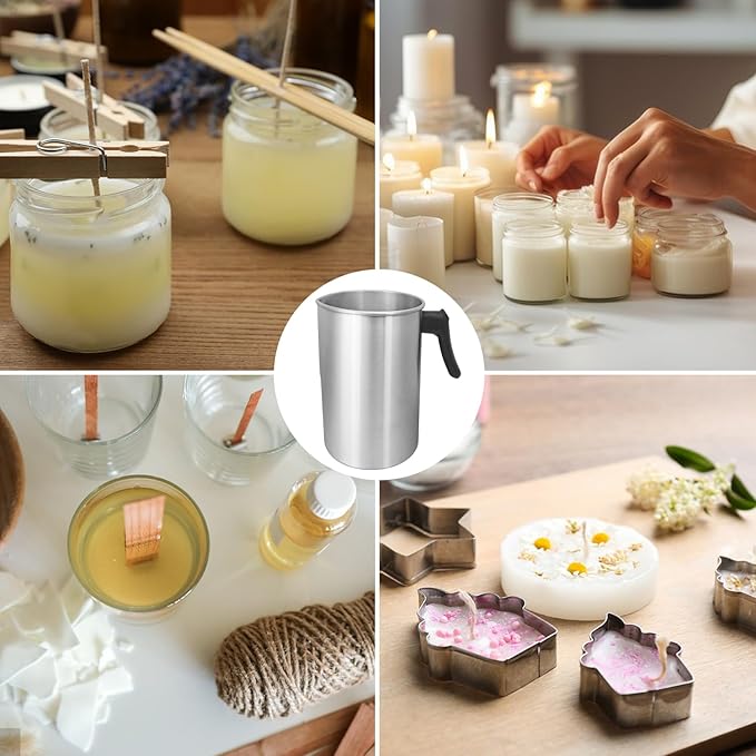 GENHAKON 2 PCS Candle Making Pouring Pot, 4 Pounds Metal Candle Pouring Pitcher, Melting Pot - Ideal for Candle Making, Soap Crafting, and DIY Arts