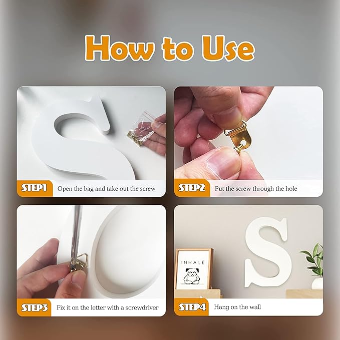 AOCEAN 10 Inch White Big Wood Letters, Unfinished Wooden Letters for Wall Decor Decorative Standing Letters Slices Sign Board Decoration for Craft Home Party Projects (U)