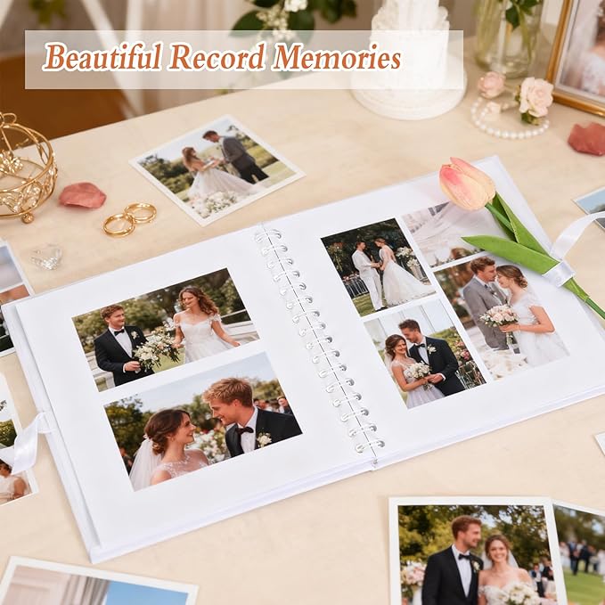 Letters to The Bride Scrapbook Kit - 8x8 Inch Wedding Memory Book & Guest Book with “BRIDE” Pearl Letters, Bows & Heart Stickers - DIY Wedding Memory Album for Bridal Shower, Engagement Gift