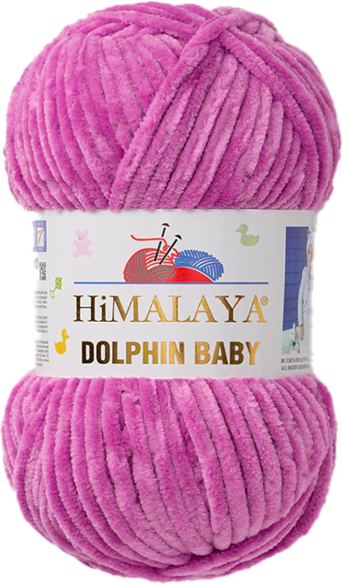 1 Skein/Pack Himalaya Dolphin Baby Chenille Yarn, Each Ball 100 gr (3.5 oz), 120 m (132 Yards), 100% Polyester, Super Bulky Baby Blanket Velvet Amigurumi Yarn, 80356 - Thistle