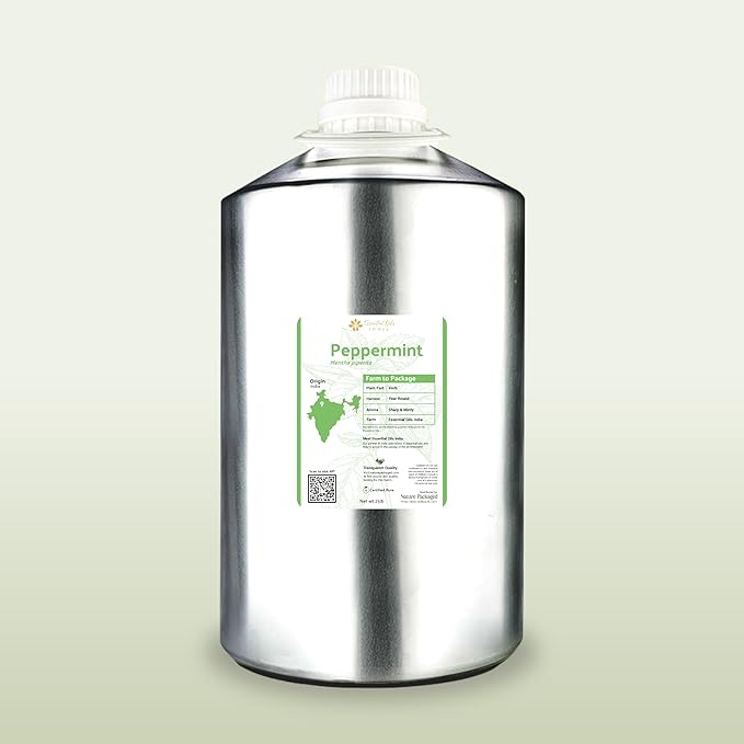 Nature Packaged Peppermint Essential Oil - Direct from Norex Flavours India - Steam Distilled - Aceite Esencial de Menta for Aromatherapy, Massage, Diffuser, DIY Candle and Soap Making - 2lbs