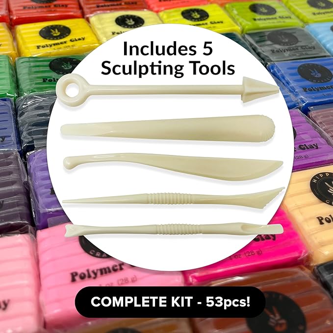 Polymer Clay Set - 48 Colors Oven Bake Clay, Colorful Modeling Clay Kit with 5 Tools for Sculpting, Jewelry Making, Beads, Earrings, Molds, and Crafts