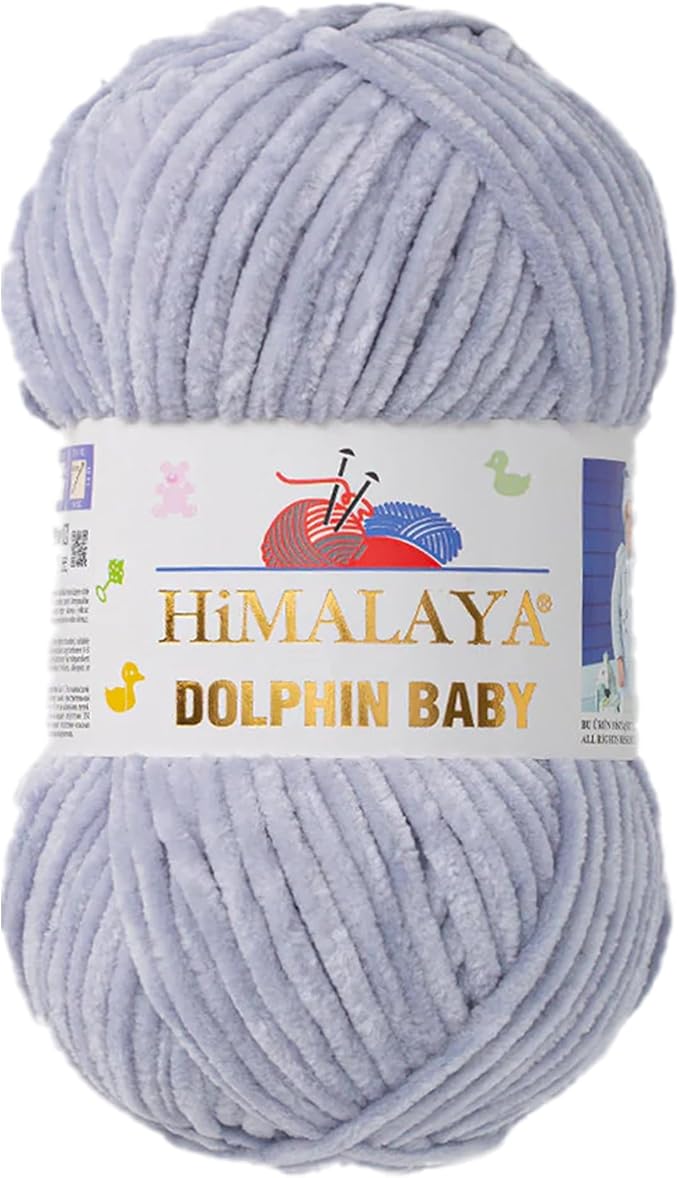 1 Skein/Pack Himalaya Dolphin Baby Chenille Yarn, Each Ball 100 gr (3.5 oz), 120 m (132 Yards), 100% Polyester, Super Bulky Baby Blanket Velvet Amigurumi Yarn, 80351 - Light Gray