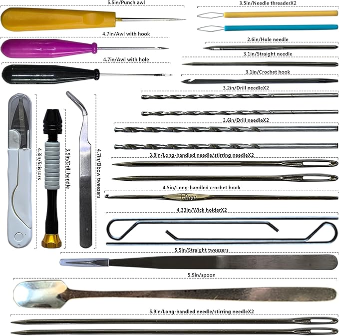 DiaWiew Beginners Candle Making Kit for Adults, Wick Needle for Candle Making for Punching and Inserting Candle Molds Wicks, Candle Making Tools Perfect to Silicone Molds with No Holes for Wicks