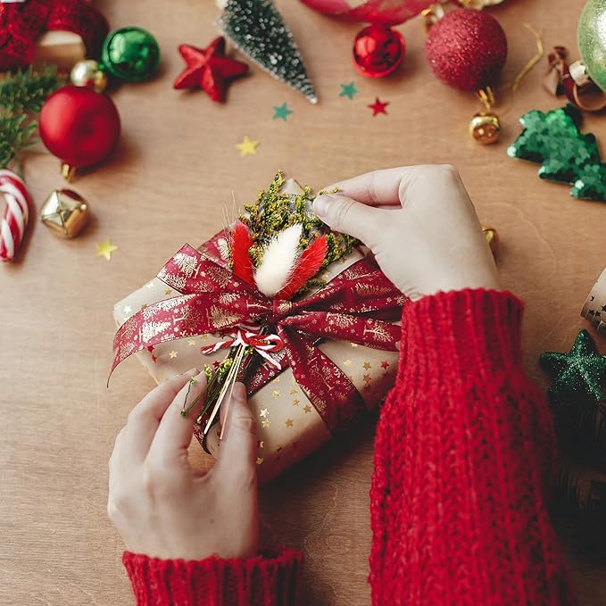 10/12/24 Pack Dried Flowers for Vase Various Mini Bouquet Dried Small Wildflowers Natural Real Flowers Bulk for Crafts DIY Wedding Decor (10, Christmas Color1)