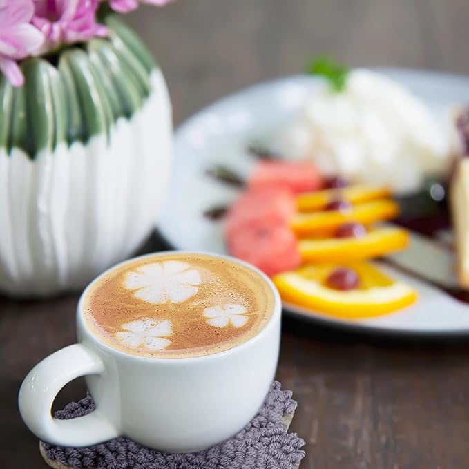 Preboun 8 Pcs Flower Punch Needle Coaster Kit, Punch Needle Embroidery Kit for Adults Beginners, DIY Supplies Tufted Coasters Including Yarns Hoop Tools