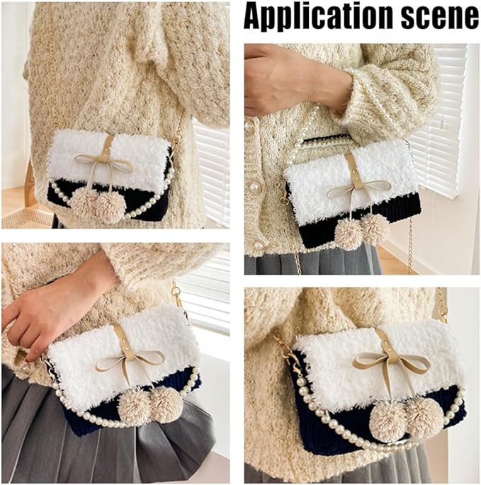 WADORN DIY Knitting Crochet Handbags Kit, Mesh Plastic Canvas Kit for Shoulder Bags DIY Knitting Crochet Crossbag Materials Handmade Purse Stitching Kit for DIY Crafting Embroidery Projects, Black