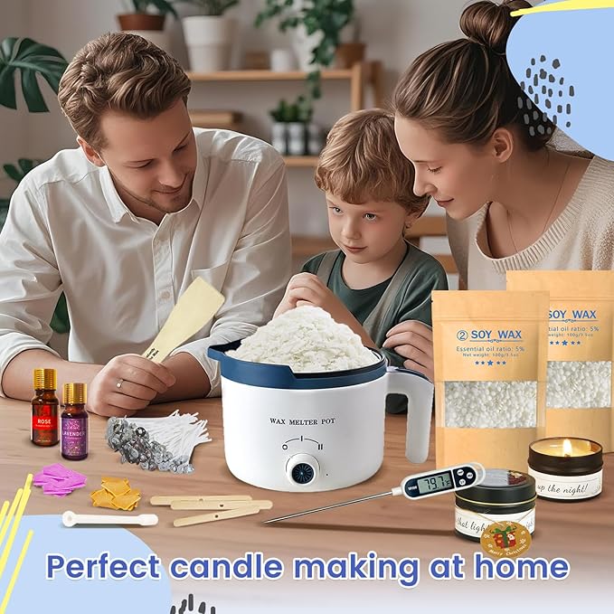 Candle Making Starter Kit for Adults, Soy Candle Maker Set with Wax Melter, Premium Wax Melts Pot Kit to Make Your own Candles