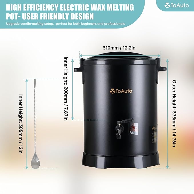 TOAUTO 12Lbs Digital Wax Melter for Candle Making,Easy Pour Spout Large Electric Wax Melting Pot, Wax Melter with Accurate Temperature Control Panel,No Cloggy|Easy Clean for Production Soap Candle