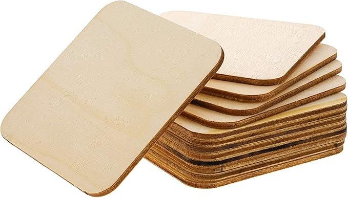 Unfinished Wood Pieces 80 Pcs 3"x3" inch Wood Board Wooden Squares Wooden Cutout Tiles, Rustic Craft Wood for Home Decoration, DIY Supplies