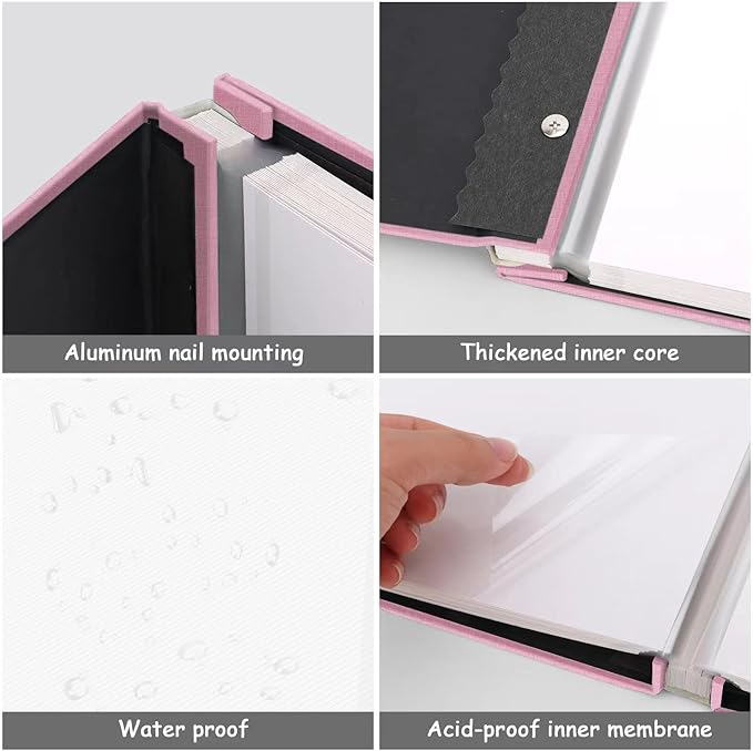 Zesthouse Photo Album Self Adhesive Pages, 60 Pages Magnetic Scrapbook Albums with Sticky Page, Photos Album Holds 8x10 & 5X7 & 4x6 & 6x8 & 3x5, Large Picture Book Ideal Gift for Family Wedding Baby