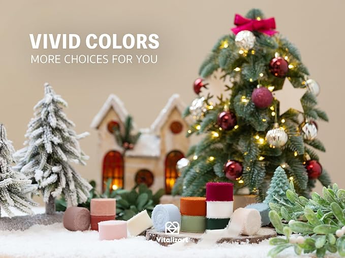 Vitalizart Christmas Ribbon Chiffon Silk Fringes 1" x 21 Yd Fabric Package (3 Rolls * 7 Yd) for Wedding Invitations Bridal Bouquets Decorations Gifts Wrapping & Bow Making Green Red & White