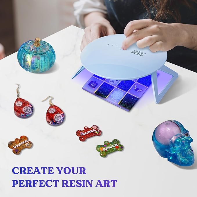 LET'S RESIN UV Light Pro,Longer 2,3,5M Time Setting UV Lamp with Larger Coverage Area and More Concentrated Lights,Portable & Foldable Resin Light for Resin Molds, Jewelry Making