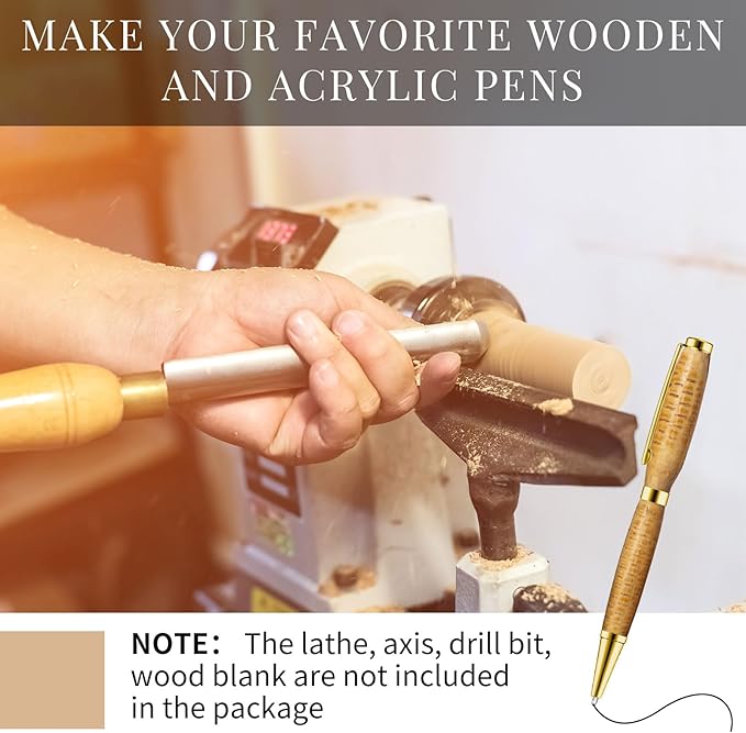 Colarr 20 Pcs 7mm Slimline Pen Kit with Refill Wood Turning Twist Pen Kit Lathe Turning Supplies for DIY Copper Making Friend Teacher Students Gifts(Gold)
