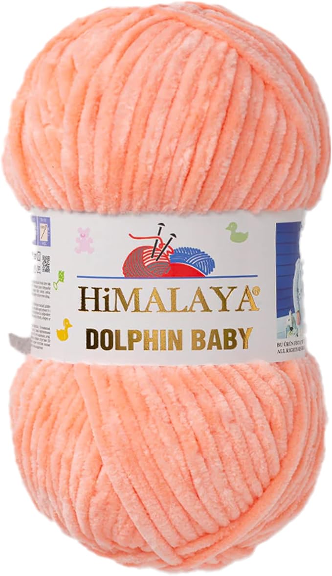 1 Skein/Pack Himalaya Dolphin Baby Chenille Yarn, Each Ball 100 gr (3.5 oz), 120 m (132 Yards), 100% Polyester, Super Bulky Baby Blanket Velvet Amigurumi Yarn, 80323 - Salmon