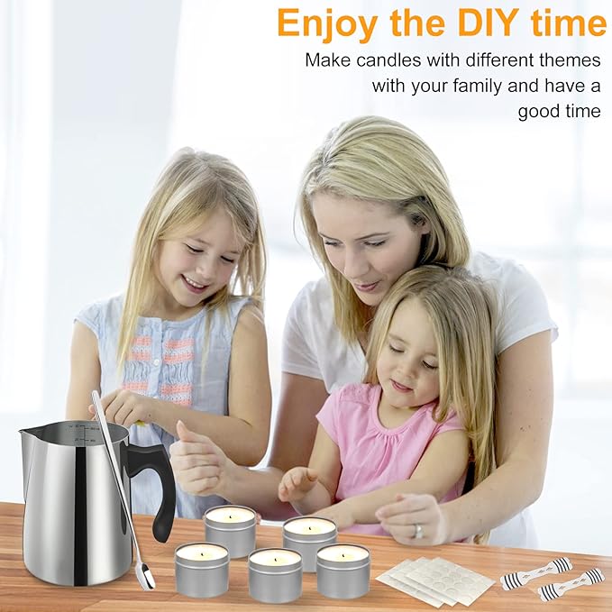 BBAXI Candle Making Kit Supplies Tools - Soy Beeswax DIY Crafts Candle Wax kit Supply Set for Adults Beginners Candle Melting Pouring Pot with Jars Wick Sticker Holder Spoon