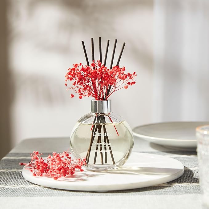Donurex Flower Reed Diffuser Set 5.07oz Orange Blossom Scent Diffuser with Sticks Home Fragrance Reed Diffuser for Bathroom Shelf Decor