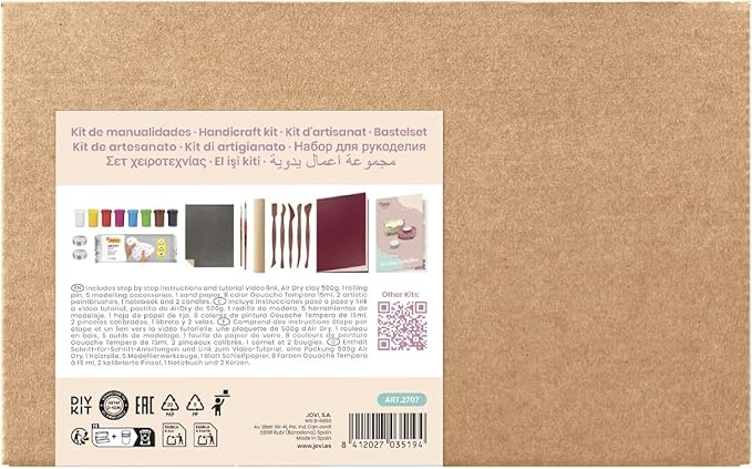 Jovi - DIY Air Dry Kit & Candles - Pottery Kit for Adults, Making Candle Holders with White Air Dry Clay + Paints, Sculpting Tools, Step-by-Step Guide and Video Tutorial, Starter Set for Beginners