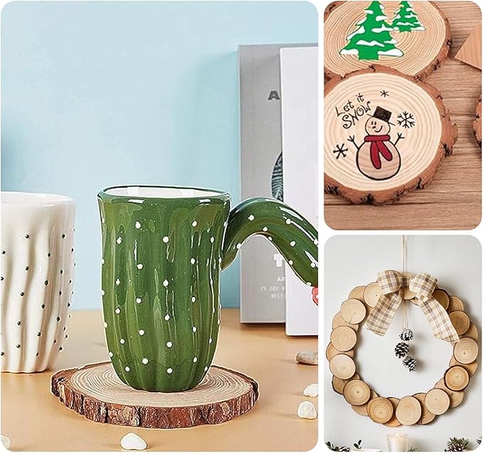 4.7-5.2 Inch Wood Slices, 10 Pcs Unfinished WoodCoasters, Wood Centerpieces for Tables, WoodCircles for Crafts, Rustic Wedding Decoration, Christmas Baby Shower