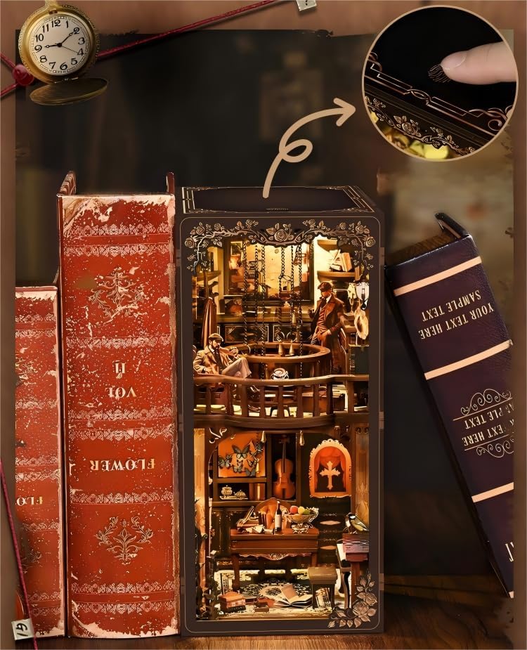 DIY Miniature House Kit, Mini House Building Kit, DIY Book Nook Kit, Tiny Model House for Adults to Build, Beginner 3D Wooden Book Nook, for Family Friends (Detective Time) - Image 7