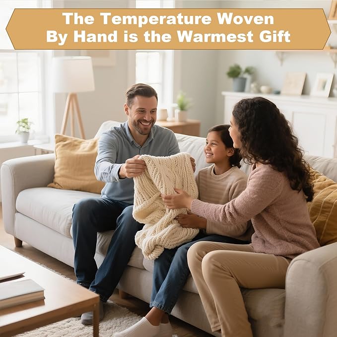 Sienson 52" Chunky Knitting Loom for Blanket Making – Foldable Wood Frame, Portable DIY Hand Knitting Kit for Beginners, Reusable Blanket Loom for Bulky Yarn Crafts & Gifts