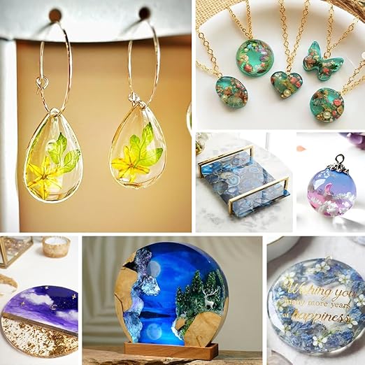 Epoxy Resin 16OZ, Clear Beginner-Friendly Kit, Clear Resin Epoxy for Crafts, DIY Jewelry Making, Mixing Ratio 1:1, Less Bubble & No Yellowing(8OZ×2)