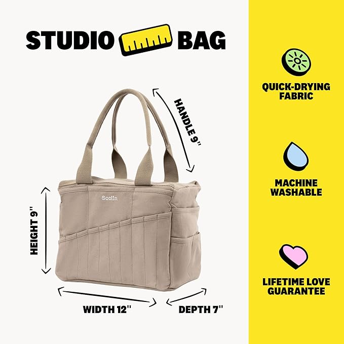 Soolla Studio Bag - World's Most Loved Art Supply & Pottery Tool Bag, Machine Washable, Over 30 Pockets, 10 Premium Colors, Quick-Dry Canvas, Organizer for Crafts, Sewing, Knitting, Adults, Students,