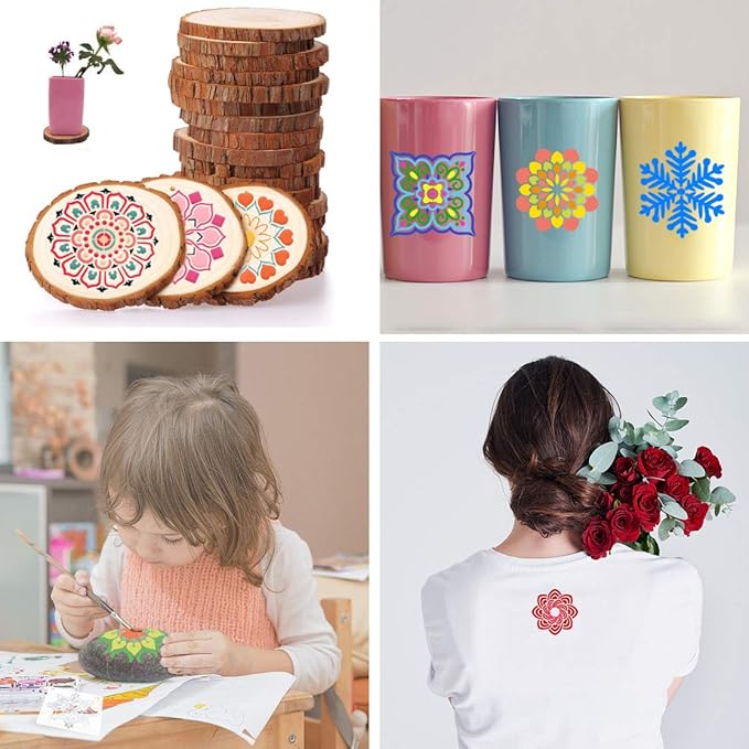 36 PCS Reusable Mandala Stencils for Painting Rocks Wood Canvas Fabric Glass Pottery Art Projects