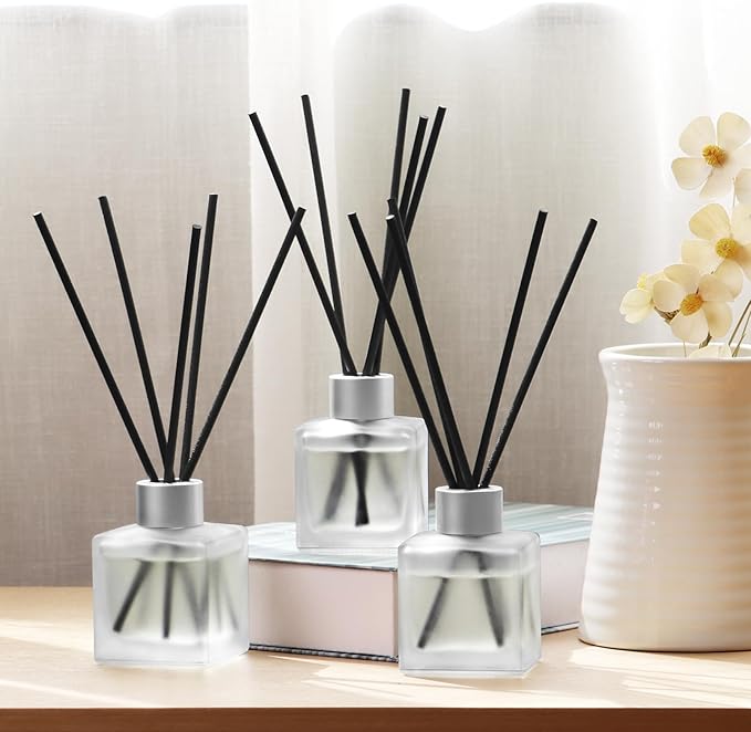 Aeeteek 3-Pack Reed Diffuser Set, Gardenia/Lavender/Rose Scented Oil, Flower Aroma Essential Oils with Diffuser Sticks, Long Lasting Bathroom Air Freshener, Home Fragrance for Room Decor