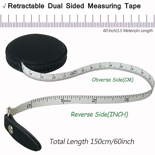 Tape Measure for Body Measuring Medical Body Cloth Tailor Craft Dieting Measuring Tape, 60 Inch/1.5 M Dual Sided Measuring Tape for Body Fabric Sewing(2 Pieces,Black)