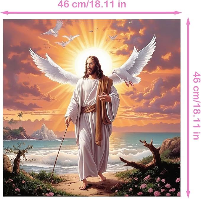 57lilina Stamped Cross Stitch Kits - 11CT Jesus Easy Pre Printed Cross-Stitch Patterns for Adults, Advanced Embroidery Kit for Beginners, 18x18 Inch DIY Crossstitch Crafts for Wall Decor or Mom Gifts