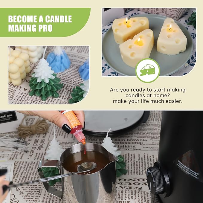 TOAUTO Wax Melter for Candle Making Large Wax Melting Furnace with Quick Pour Spout & Temp Control,10Lbs Capacity for Candle Business Fast Easy Clean(Stirring Spoon+ Cotton Wick)