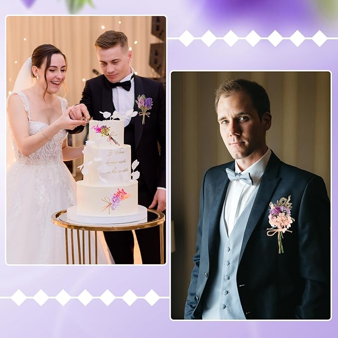 VAIPI 10 Pack Dried Flowers Bouquet Purple Dried Flower with Stem Real Natural Mini Dry Flower Bundles Spring Wildflowers Floral Arrangement for Vase Crafts DlY Wedding Home Decor (Purple Series)