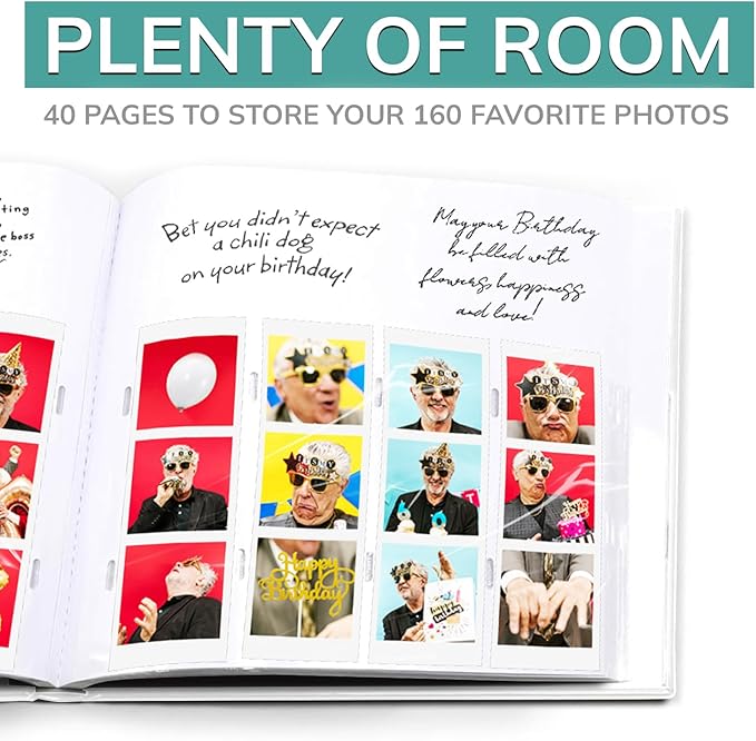 PBF (10 Pack) Photo Booth Album, Guest Book with 2x6 Clear Picture Inserts, White Cover with Plastic Sleeves & White Pages, Scrapbook Album for Photo Strips, Memory Book, Wedding, and Baby Showers