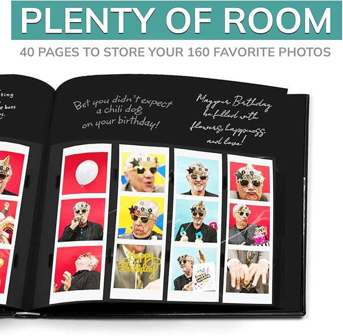 PBF (10 Pack) Photo Booth Album, Guest Book with 2x6 Clear Picture Inserts, Black Cover with Plastic Sleeves & Black Pages, Scrapbook Album for Photo Strips, Memory Book, Wedding, and Baby Showers