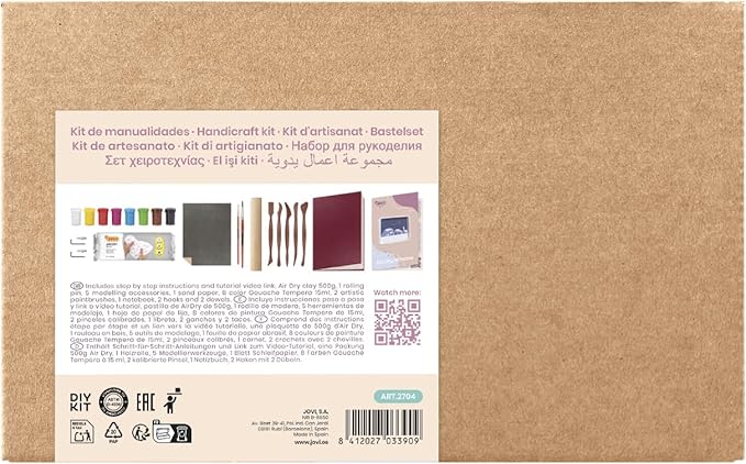 Jovi - DIY Air Dry Kit - Window Gift Pottery Kit for Adults with White Air Dry Clay + Paints, Sculpting Tools, Step-by-Step Guide and Video Tutorial, Starter Set for Beginners (Window)