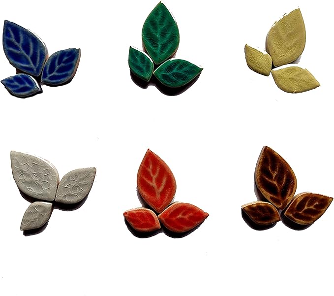 Glazed Ceramic Mosaic Tiles for Crafts, 1.1lb Leaf Petal Tiles for Mosaic Crafts, Assorted Porcelain Ceramic Tiles for Mosaic Making Kits Art Projects and Outdoor Decorations