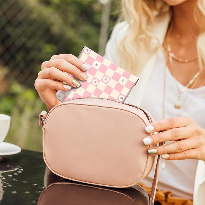 2Pcs PU Leather Small Squeeze Coin Purse Pouch Mini coin Bag Unique And Cute Wallet Cosmetic Bags Change Bag For Women Girls Men (Black and pink checkered1