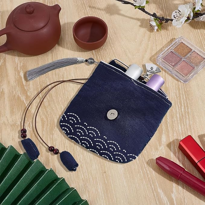 FREEBLOSS Sashiko Coin Purse DIY Kit with Instructions Sashiko Kit for Beginners Japanese Embroidery Bag for Girls Women Gift