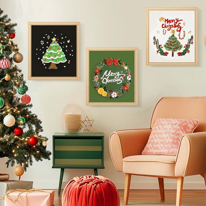 Christmas Embroidery Kits: 3 Pack Cross Stitch Kit for Beginners Adults, DIY Ornaments Craft Kit with All Tools & Instructions, Stamped Hand Embroidery Starter Kit for Holiday Crafts & Xmas Home Decor